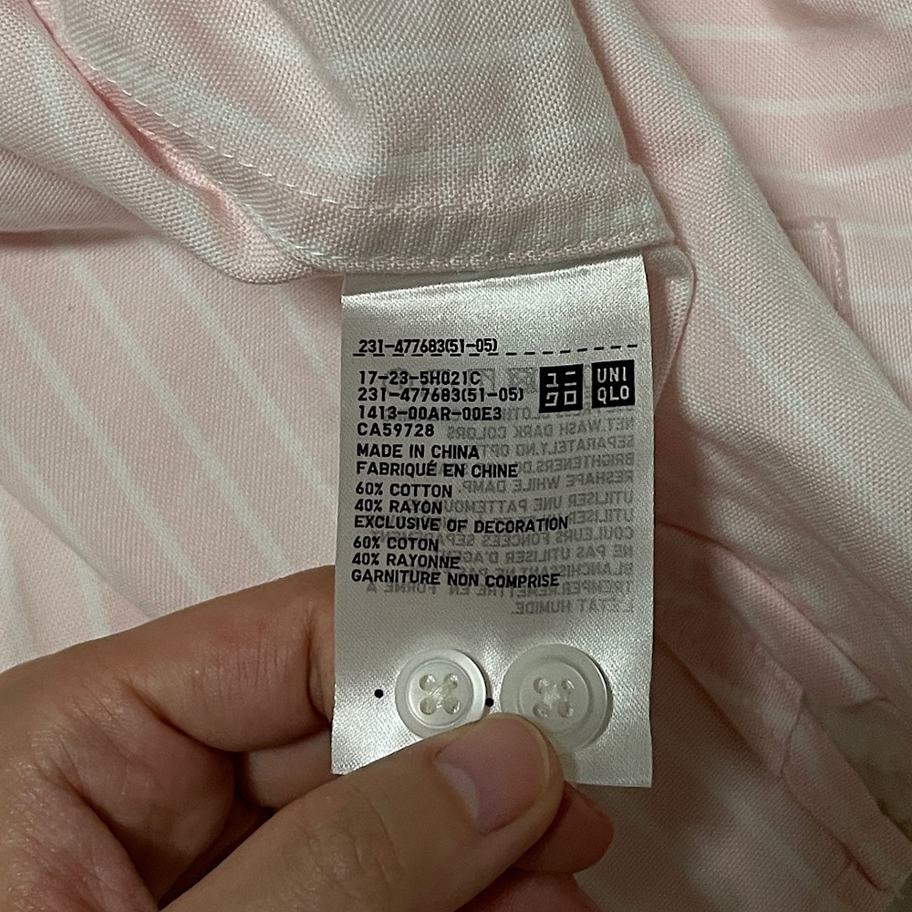 Uniqlo Light Pink Striped Button-Down Shirt - Picture 5 of 7